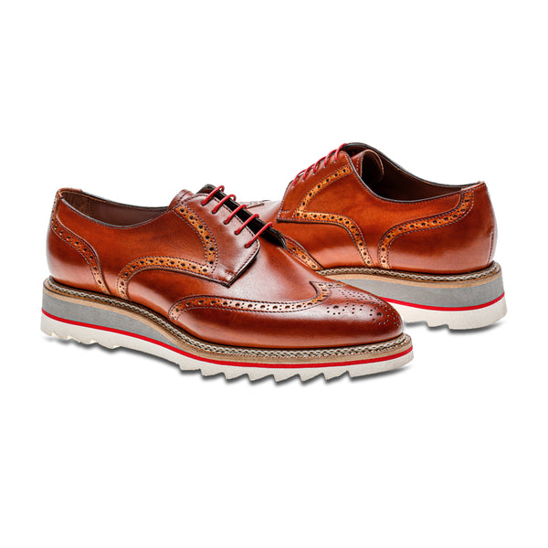 Jose Real Crust Brown Alligator Wingtip Dress Shoes Jose Real 44 Made in Italy Jose Real Blue & Brown Multi-Toned Wingtip Sneaker Lace Up  main image 3