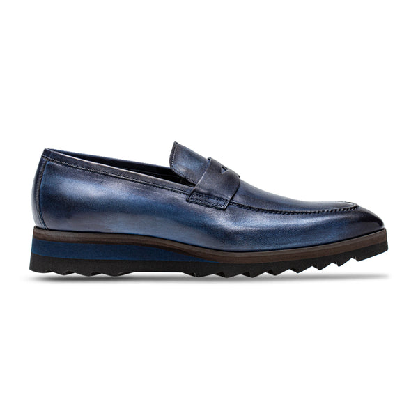 genuine calf leather men dress shoes blue Oxfords main image 0